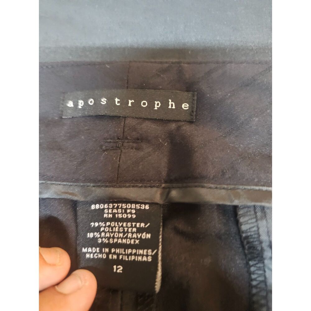 Apostrophe Women’s Black Pinstripe Wide-Leg Dress Pants – Size 12